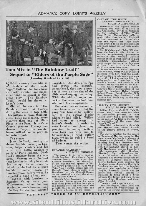 Program for the Loew's State Theater in Buffalo, New York, July 6, 1925
