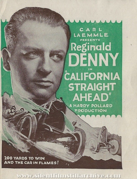 Herald for CALIFORNIA STRAIGHT AHEAD (1925) with Reginald Denny