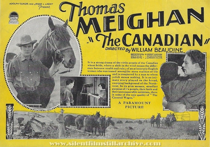 Advertising herald for THE CANADIAN (1927) with Thomas Meighan