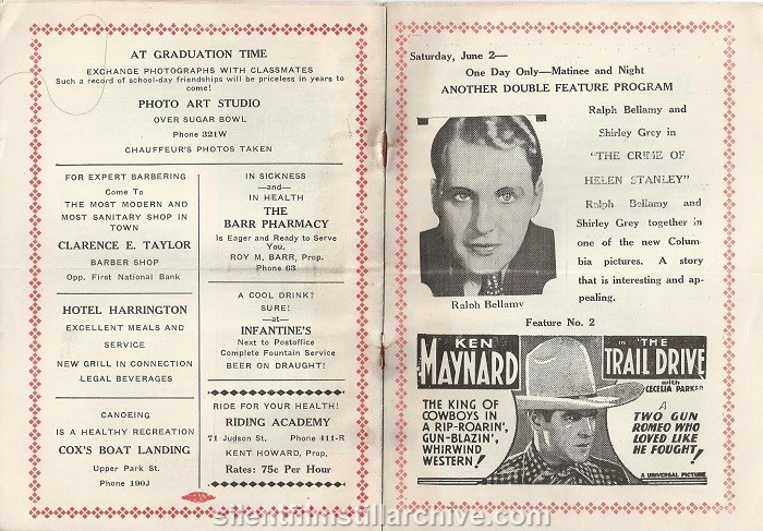 American Theatre program, May 27, 1934, Canton, New York