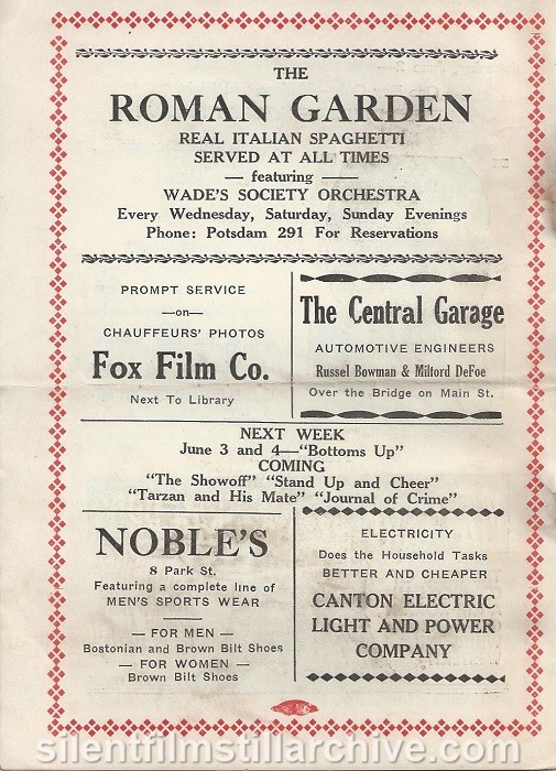 American Theatre program, May 27, 1934, Canton, New York