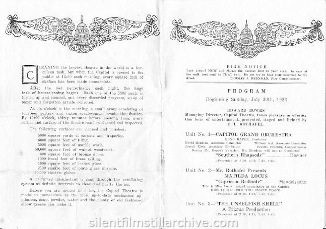 Capitol Theatre program