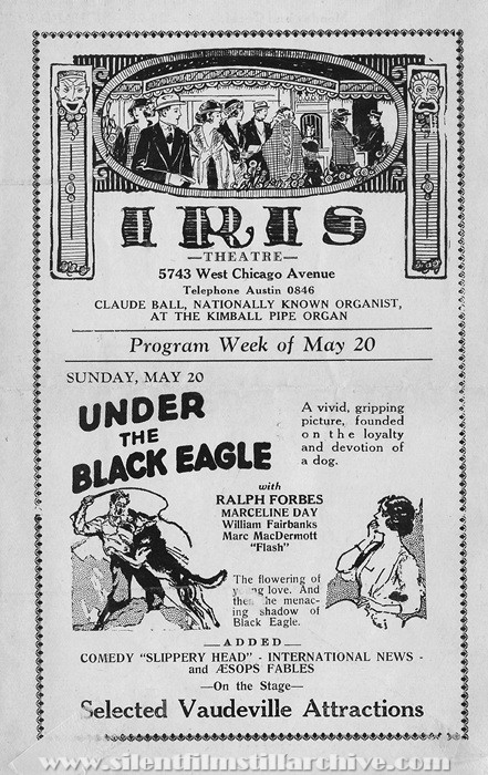 Iris Theatre program, May 20, 1928, Chicago, Illinois