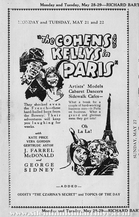 Iris Theatre program, May 20, 1928, Chicago, Illinois