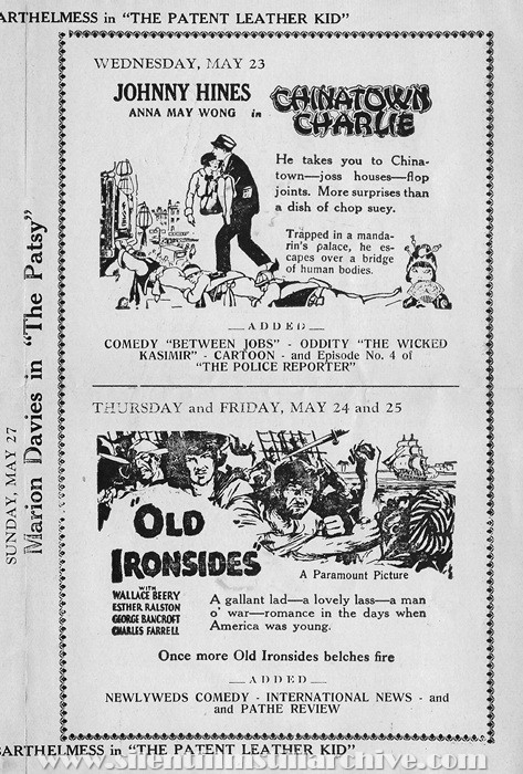 Iris Theatre program, May 20, 1928, Chicago, Illinois