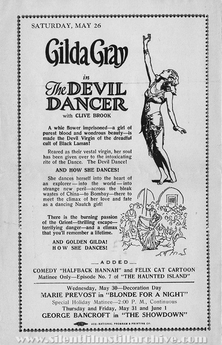 Iris Theatre program, May 20, 1928, Chicago, Illinois