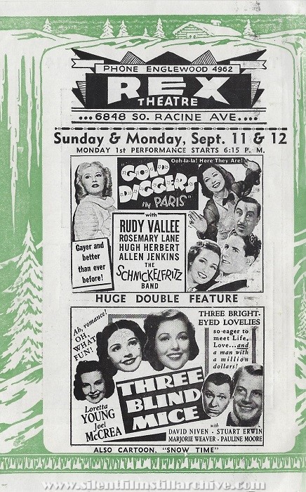 Rex Theatre program, September 11, 1927, Chicago, Illinois