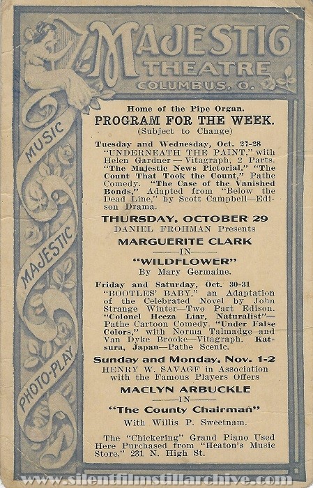 Majestic Theatre postcard, Columbus, Ohio, USA starting October 27, 1914