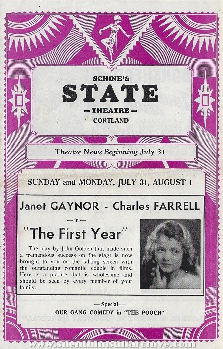 Schine's State Theatre program, July 31, 1932, Courtland, New York, featuring HOLLYWOOD PARTY