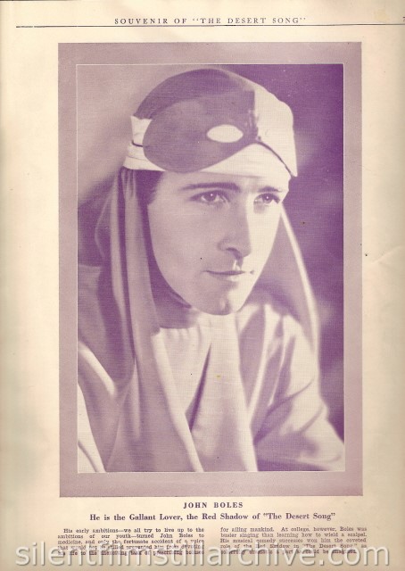 DESERT SONG (1929) program