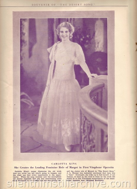 DESERT SONG (1929) program