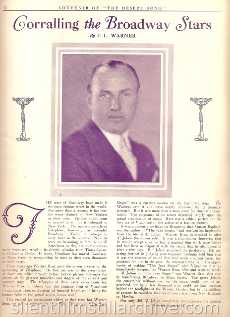 DESERT SONG (1929) program