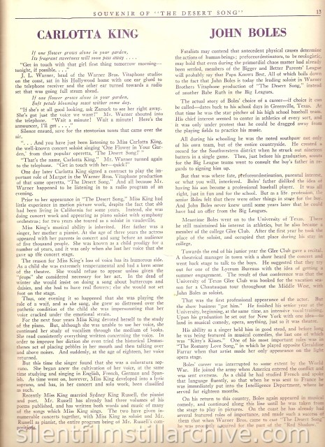 DESERT SONG (1929) program