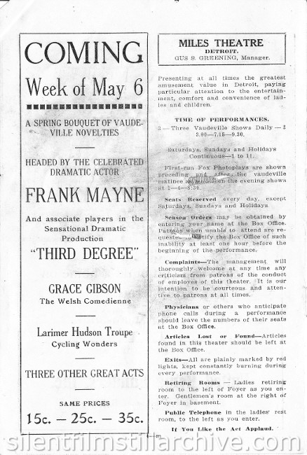 Miles Theatre program for April 29, 1918