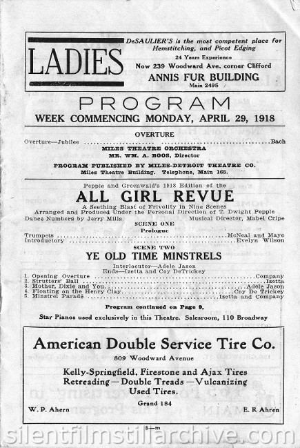 Miles Theatre program for April 29, 1918
