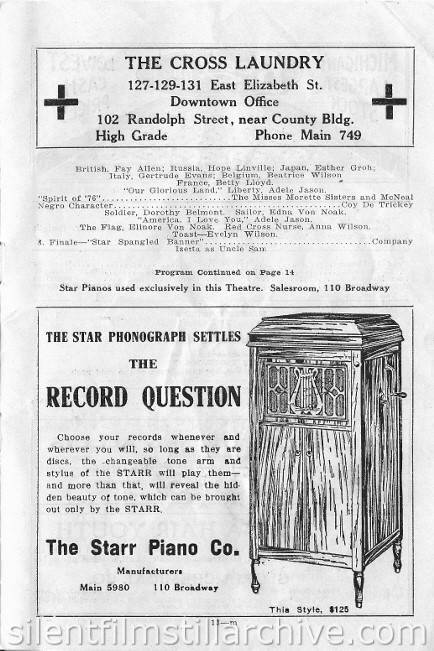 Miles Theatre program for April 29, 1918