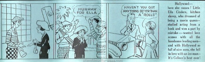 Comic strip advertising herald for Colleen Moore in ELLA CINDERS (1926)