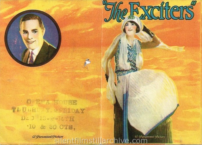 THE EXCITERS (1923) advertising herald with Bebe Daniels and Antonio Moreno showing at the Opera House in Idaho Springs, Colorado