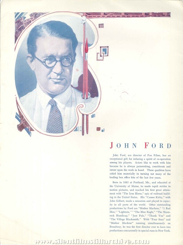 Movie program for FOUR SONS (1928) with director John Ford