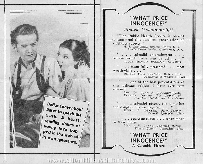 WHAT PRICE INNOCENCE? (1933) with Jean Parker advertising herald