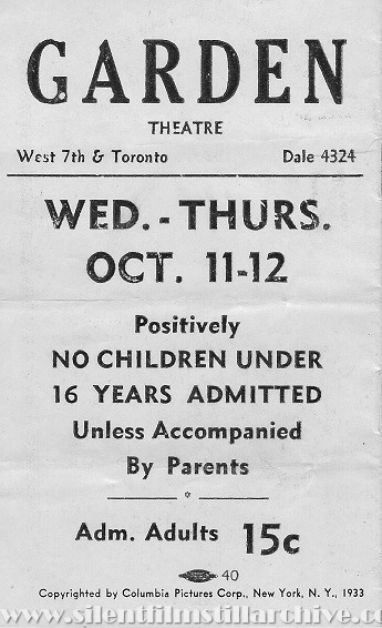 WHAT PRICE INNOCENCE? (1933) with Jean Parker advertising herald from the Garden Theatre, St. Paul, Minnesota