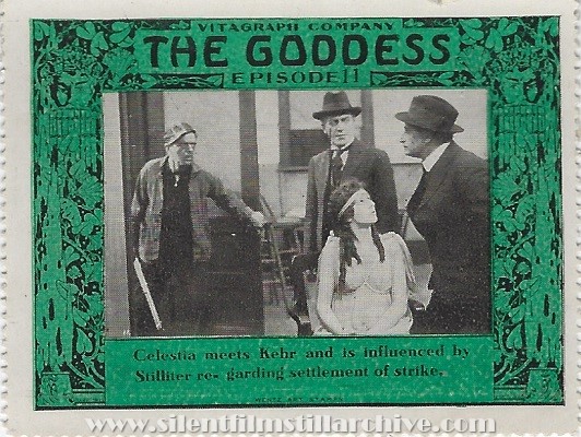 Collector stamp for THE GODDESS (1915) serial with Paul Scardon, Anita Stewart and Edward Elkas