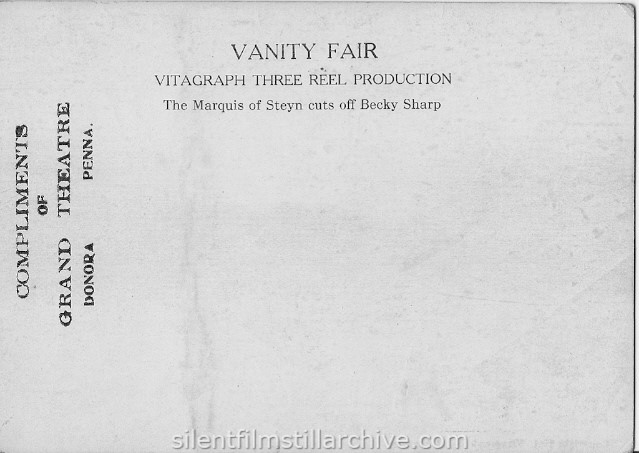 VANITY FAIR (1911) postcard from the Grand Gheatre in Donora, Pennsylvania