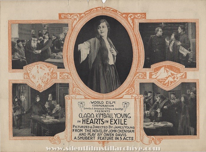 Advertising herald for HEARTS IN EXILE (1915) with Clara Kimball Young and Montague Love
