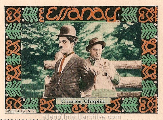 IN THE PARK (1915) stamp with Charlie Chaplin and Ernest Van Pelt, Wentz & Co. stamp