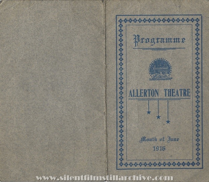 Program for the Allerton Theatre in Independence, Iowa, June 1916