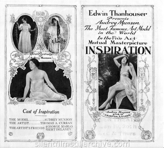 Advertising herald for INSPIRATION (1915) with Audrey Munson