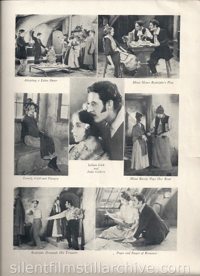 LA BOHEME (1926) Theater program with Lillian Gish and John Gilbert