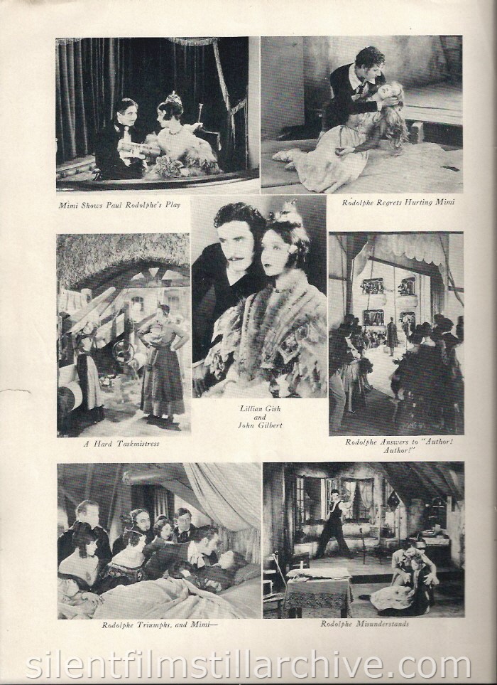 LA BOHEME (1926) Theater program with Lillian Gish and John Gilbert