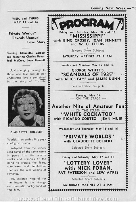 The Strand, Lambertville, New Jersey, Theatre program, May 12th, 1935
