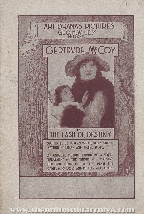 Advertising herald for THE LASH OF DESTINY (1916) with Gertrude McCoy