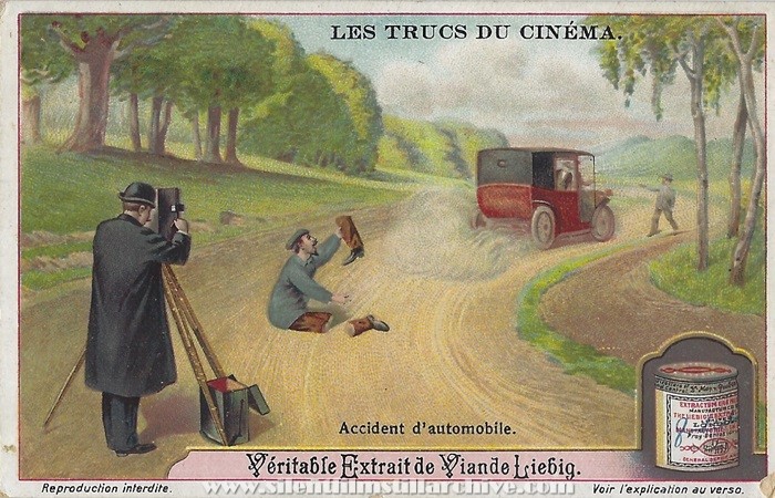 Liebig Tricks of Cinema advertising card for LE BON CRASEUR [Lightning Surgery] (1906) 