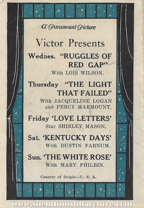 Herald for THE LIGHT THAT FAILED (1923)