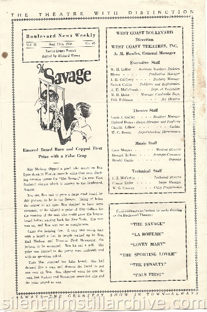 Los Angeles Boulevard Theatre program