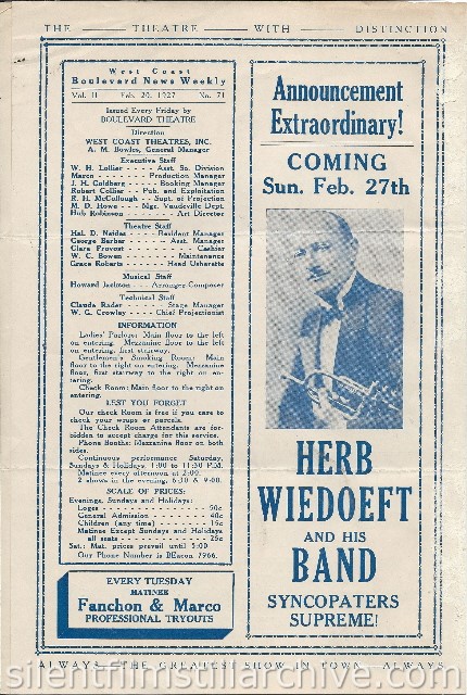 Los Angeles Boulevard Theatre program