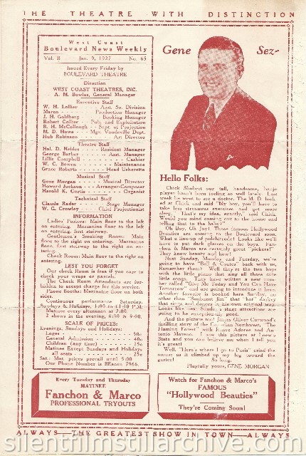 Los Angeles Boulevard Theatre program