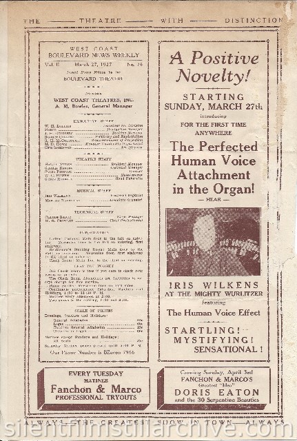 Los Angeles Boulevard Theatre program