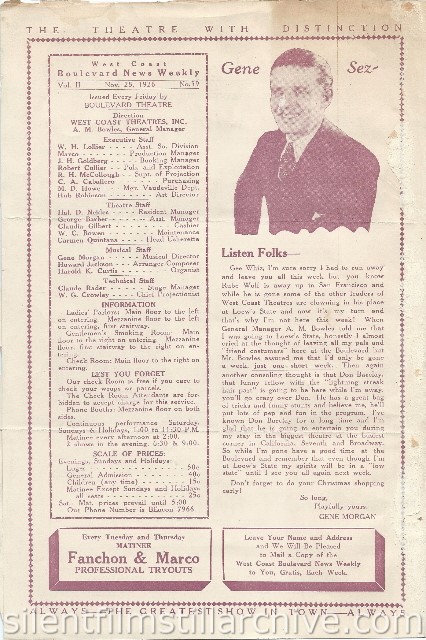 Los Angeles Boulevard Theatre program