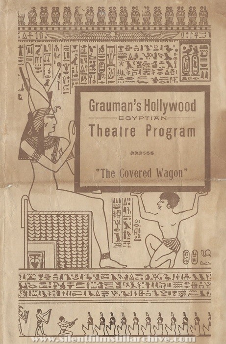 Grauman's Egyptian Theatre in Los Angeles, California, showing THE COVERED WAGON (1923)