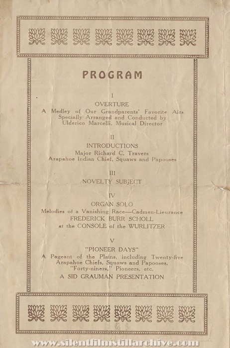 Grauman's Egyptian Theatre in Los Angeles, California, showing THE COVERED WAGON (1923)