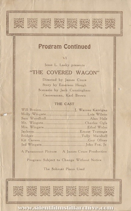 Grauman's Egyptian Theatre in Los Angeles, California, showing THE COVERED WAGON (1923)