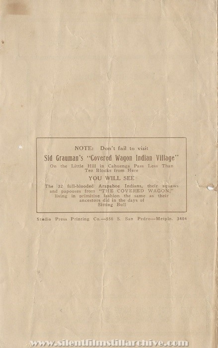 Grauman's Egyptian Theatre in Los Angeles, California, showing THE COVERED WAGON (1923)