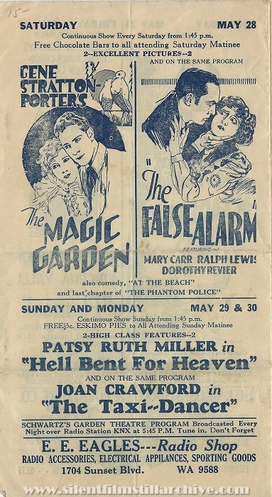 Los Angeles Schwartz's Garden Theatre program from May 21, 1927