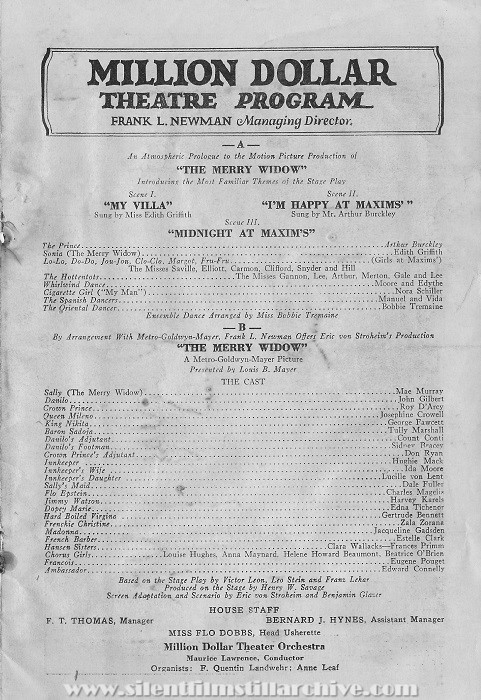 Metropolitan Theatre, movie program, December 26, 1925, Los Angeles, California