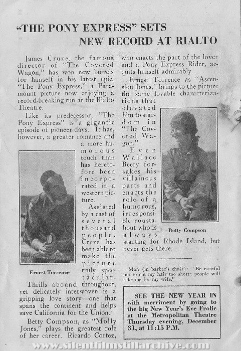 Metropolitan Theatre, movie program, December 26, 1925, Los Angeles, California