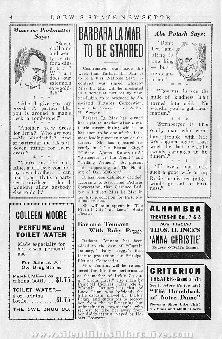 Los Angeles State Theatre program for the week of December 29, 1923